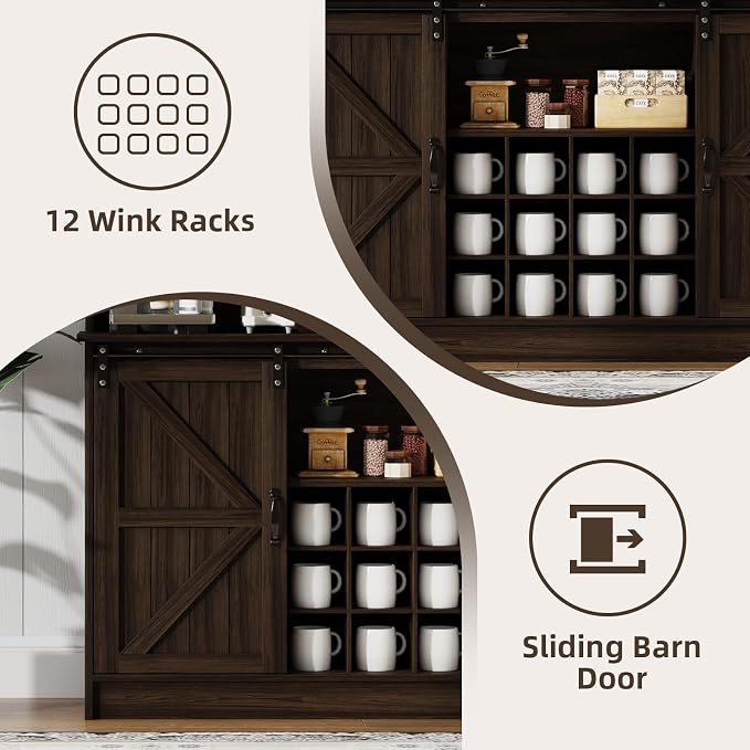 4ever2buy Farmhouse Coffee Bar Cabinet - Image 4