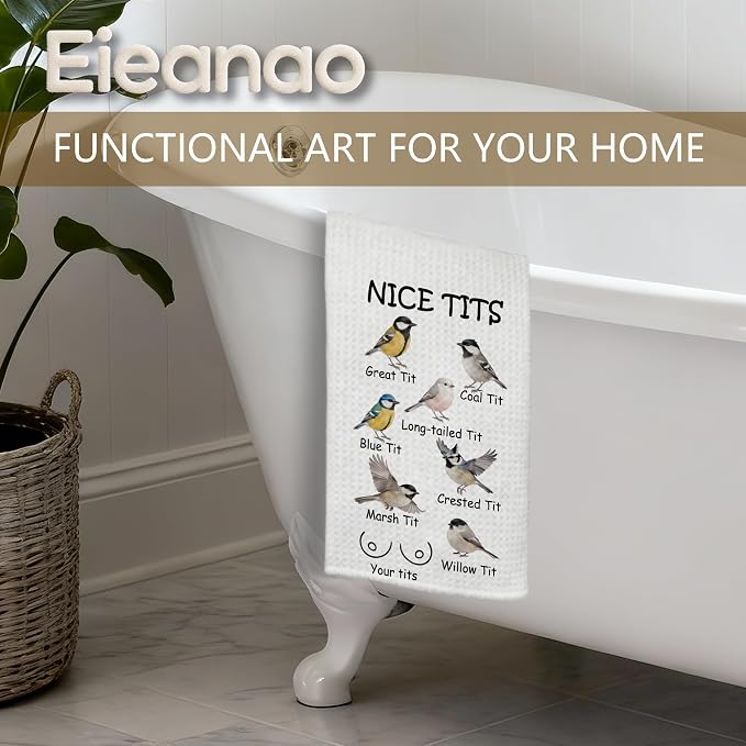 Funny Bird Hand Towel, Nice Tits Humor Bathroom Hand Towel - Image 5