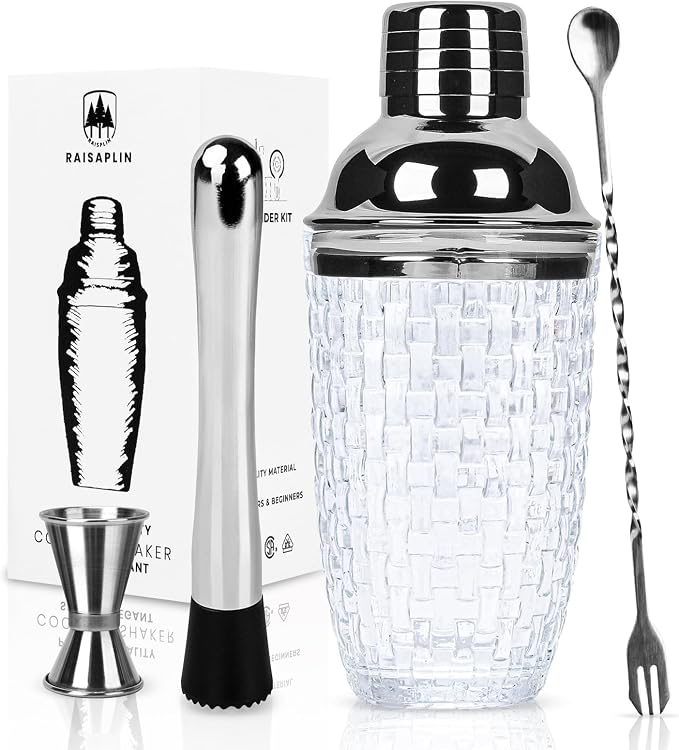 4 Pcs Glass Cocktail Shaker Set by Unknown