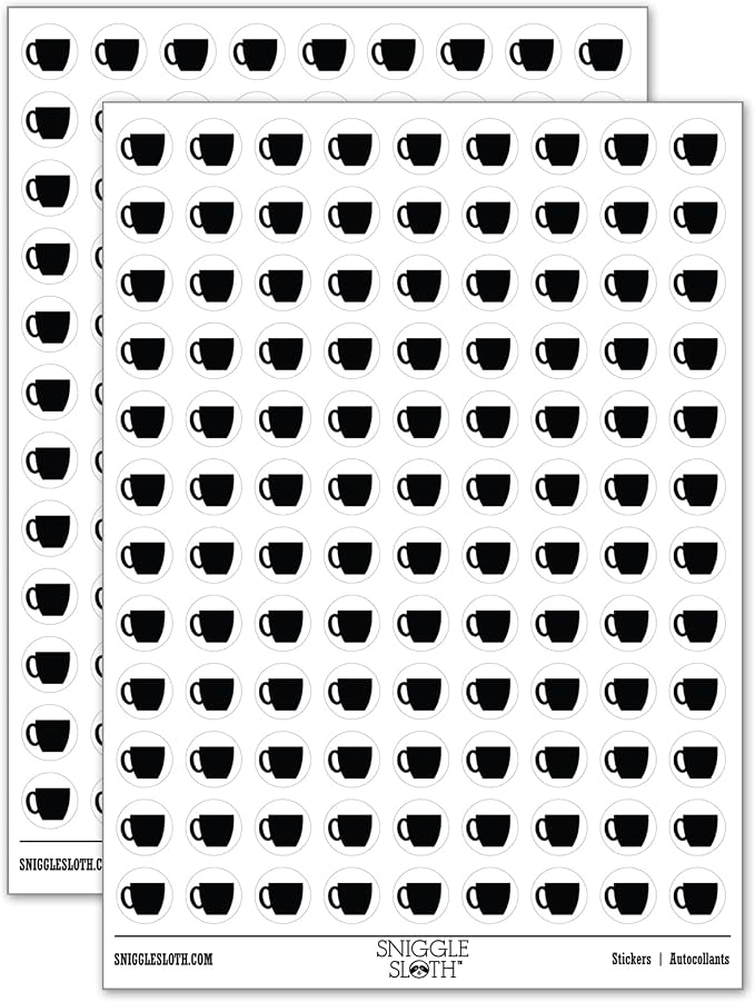 Coffee Mug Cup Solid 200+ Round Stickers by Sniggle+Sloth