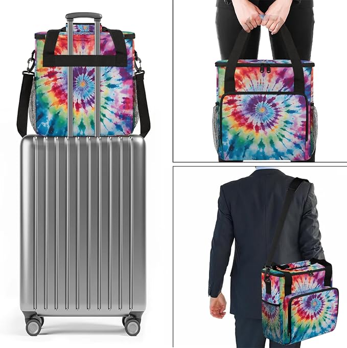 Tie Dye Rainbow Boho Hippie Coffee Maker Carring Bag, Large Insulated Storage - Image 7