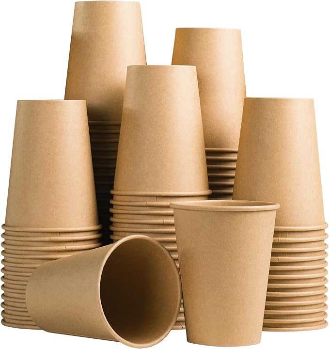 Lamosi 100 Count 12 oz Paper Cups, Disposable Kraft Paper Coffee Cups 12 Ounce by BuyNow