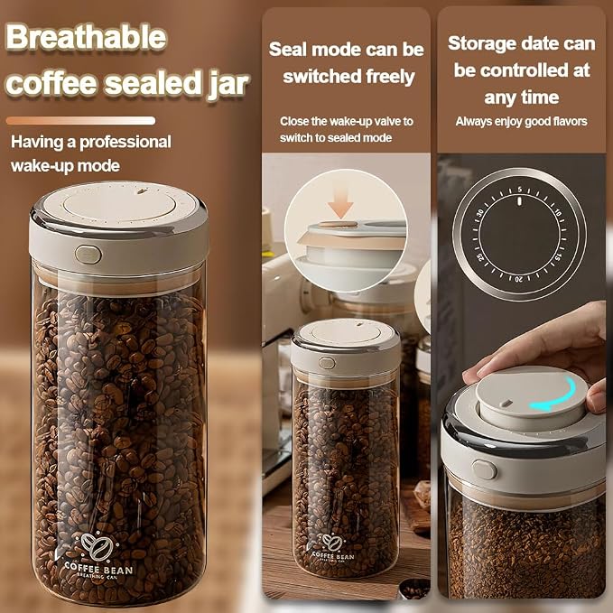 Coffee Bean Canister, 57OZ Food Grade Coffee Bean Sealed Jar - Image 2