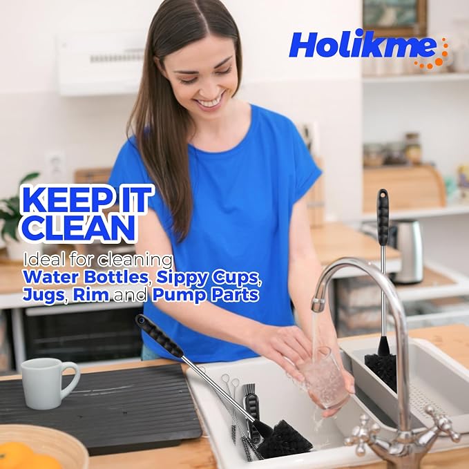 Holikme 6 Pack Bottle Brush Set, 3 Straw Brushes, 4-in-1 Bottle Cleaning Brush - Image 7