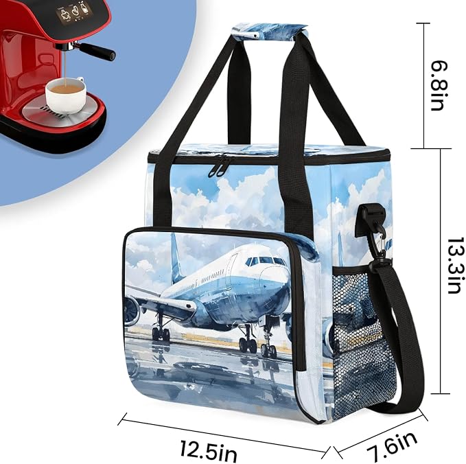 Airplanes Printed Coffee Maker Carring Bag, Large Insulated Storage Organizer - Image 2