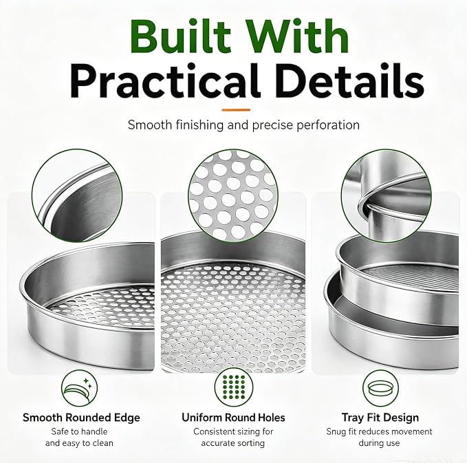Coffee Bean Grading Sieve Set, Coffee Green Bean Stainless Steel Screen - Image 8