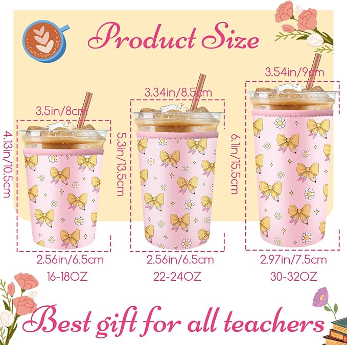 FoldTier 3 Pcs Teacher Appreciation Gifts Teachers Cup Sleeves Iced Coffee - Image 3