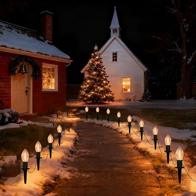 C9 Christmas Lights Outdoor, 38Ft Christmas Pathway Lights by Oviejo