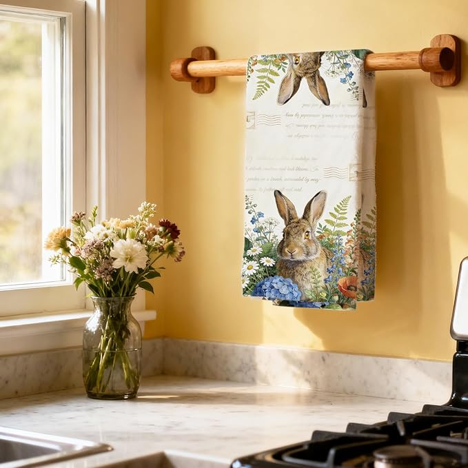 CUTHOLLOW Retro Garden and Animals Decorative Kitchen Towels Set of 4, - Image 7
