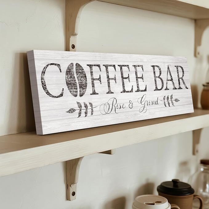 Rise & Grind Coffee Sign Decor Inspirational Canvas Prints Art - Image 2