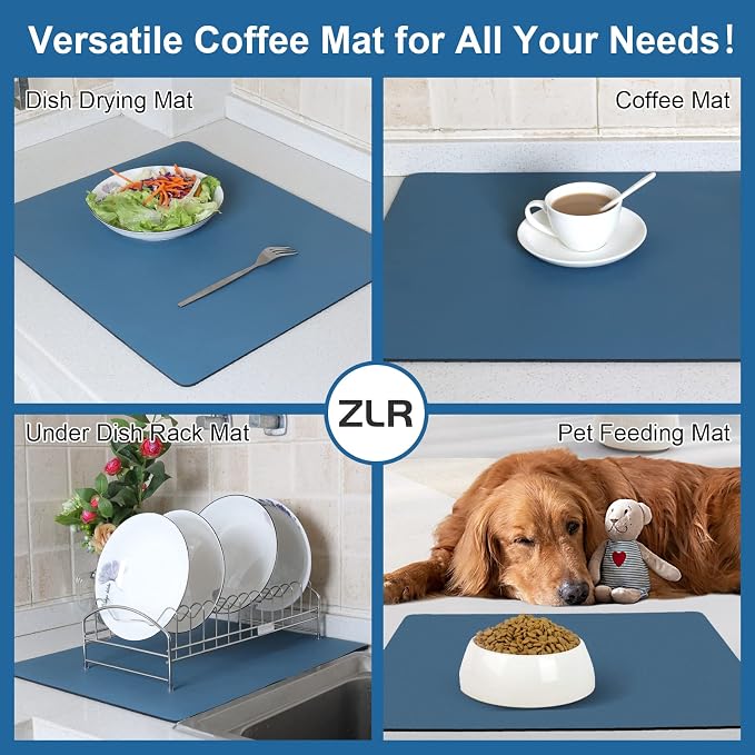 ZLR XXL Coffee Bar Mat for Barista Workstation, Absorbent Dish Drying Mat - Image 3