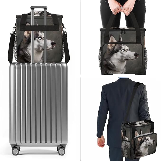 Cool Husky Dog Coffee Maker Carring Bag, Large Insulated Storage Organizer Case - Image 7