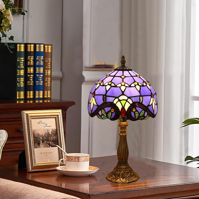 Tiffany Style Table Lamp, 8 Inch Small Antique Lamp, - Image 6
