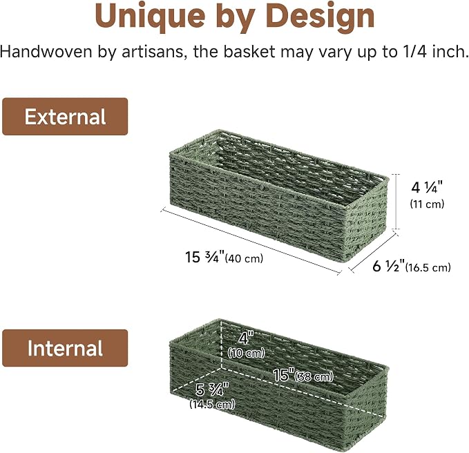StorageWorks Sage Green Paper Rope Bathroom Basket Organizer and Storage - Image 7