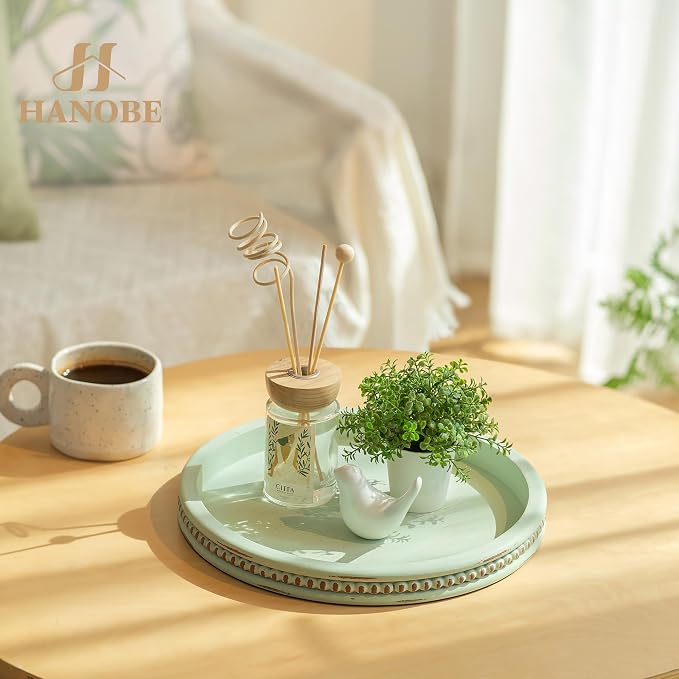 Hanobe Sage Green Tray Decor: Round Decorative Tray - Image 6