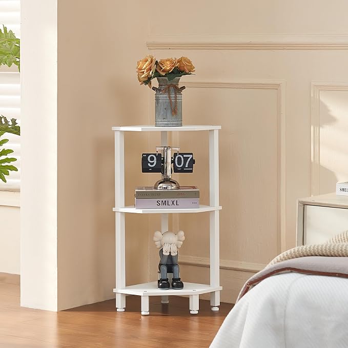 YUFAM 3-Tier Corner Shelf with Sturdy 5-Leg Base, Wooden Corner Bookshelf - Image 8
