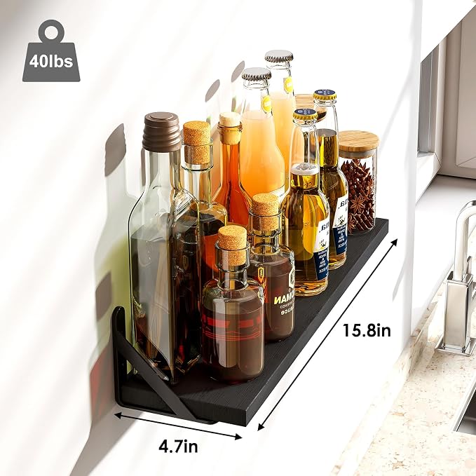 Fixwal Floating Shelves, Width 4.75in Rustic Wood Wall Shelves Set of 8 - Image 3