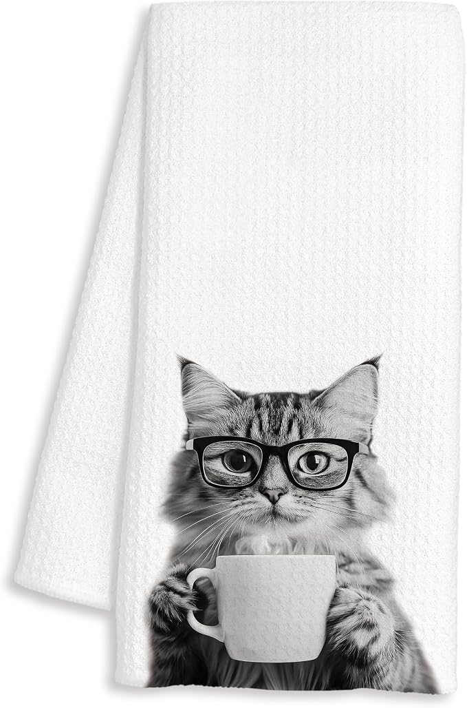 Funny Cat Decor Coffee Kitchen Towels Gift, Cat Gifts by Unknown