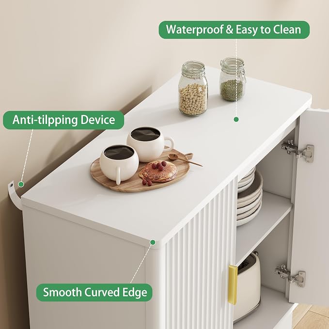 Xixini Fluted Sideboard Buffet Cabinet - Image 5