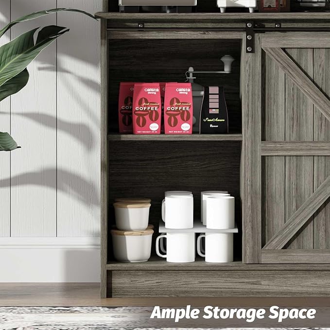 4ever2buy Farmhouse Coffee Bar Cabinet - Image 6