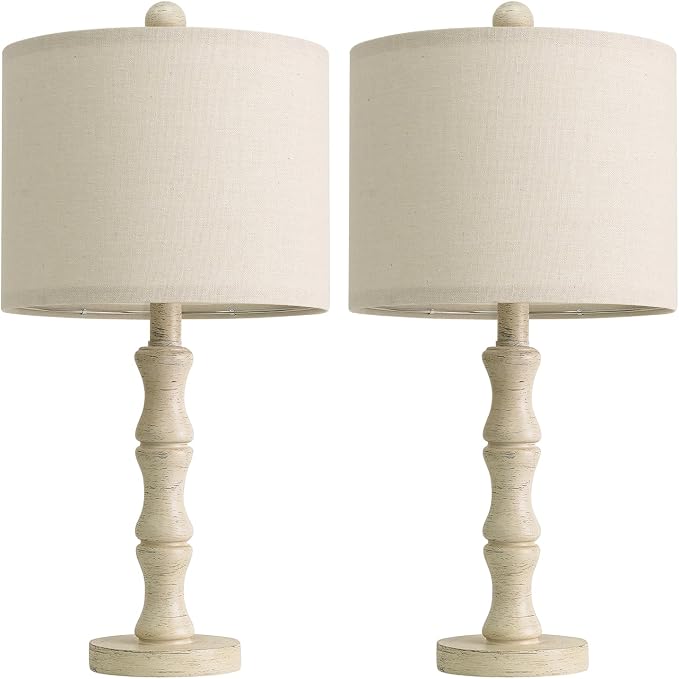 BOBOMOMO 20.5" Farmhouse Bedside Lamps Set of 2, Vintage Nightstand Lamps - Image 6