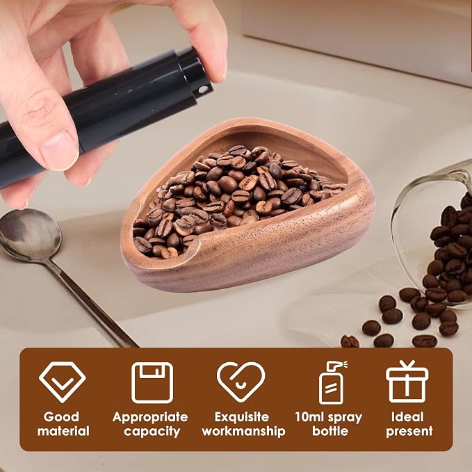Coffee Dosing Cup with Spray Bottle, Walnut Wood Espresso Accessories Kit - Image 3