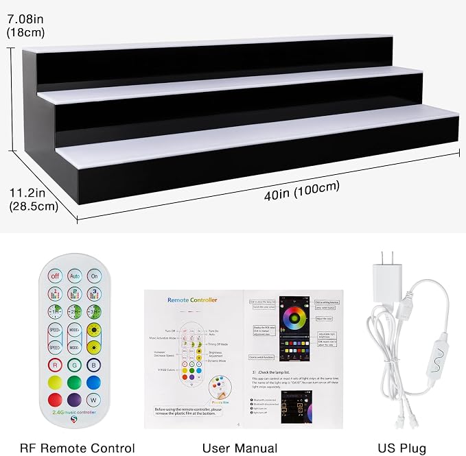LED Lighted Liquor Bottle Display Shelf, 3 Tiers 40 Inch Bar Bottle Display - Image 2