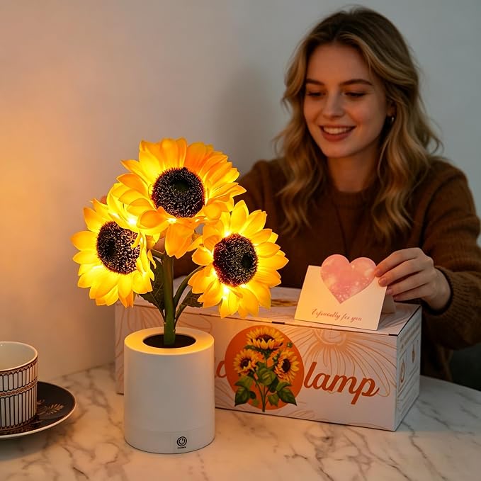 Rechargeable Sunflower Flower Lamp Decor - Image 4