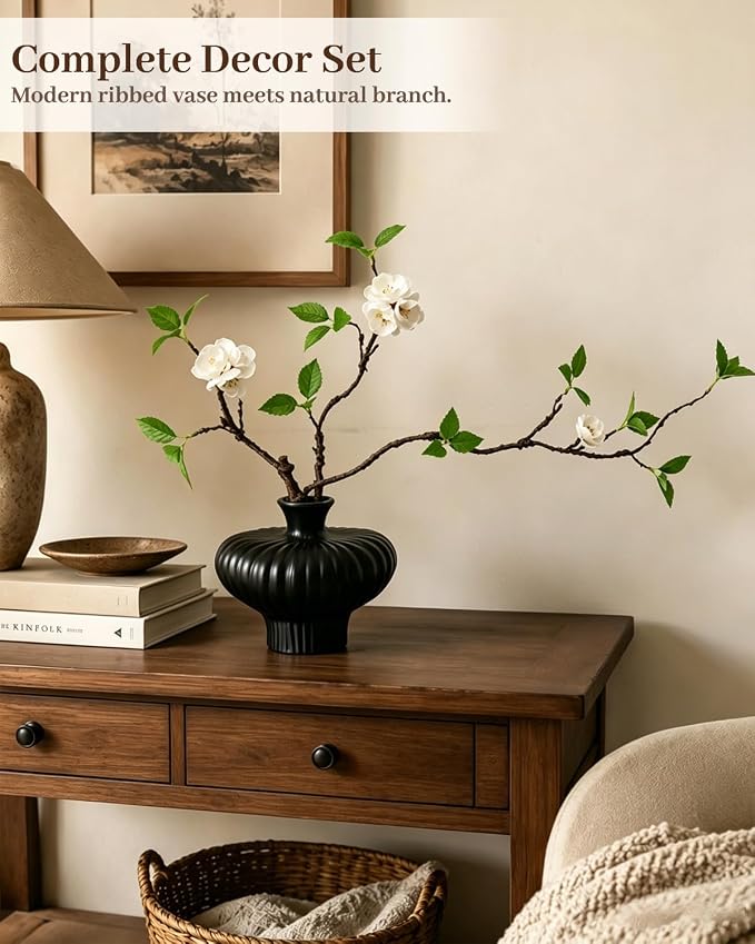 22'' Budded Faux Stem with Vase, Fake Branches in Vase - Image 3