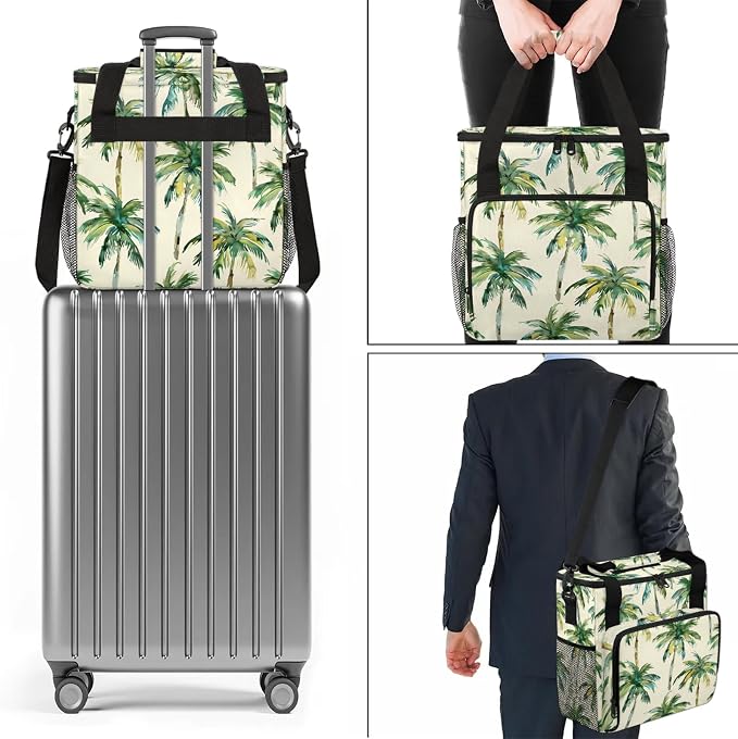 Tropical Palm Coffee Maker Carring Bag, Large Insulated Storage Organizer Case - Image 7