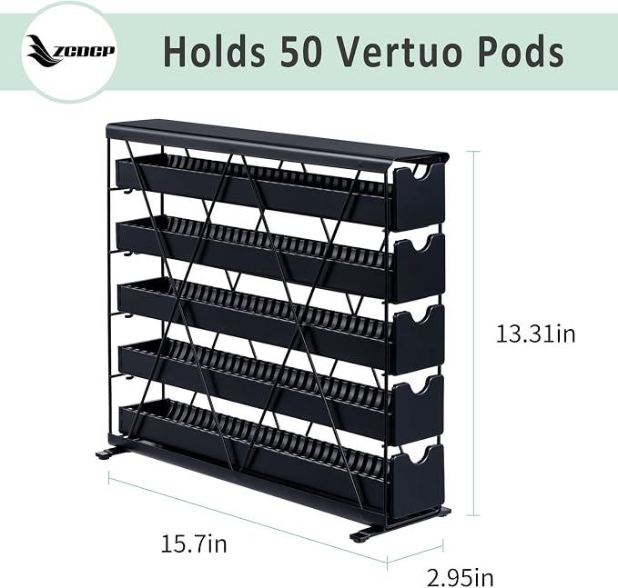 ZCDCP Black Metal 5 Tier Coffee Pod Holder, Nespresso Coffee Pod Holder Coffee - Image 2