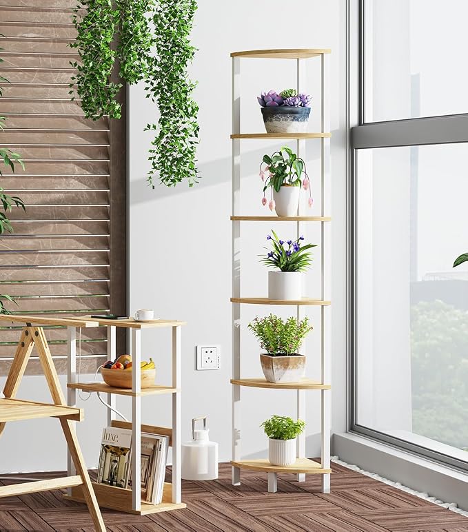 Corner Shelf, 6-Tier Corner Bookshelf, Industrial Corner Ladder Shelf, DIY - Image 7