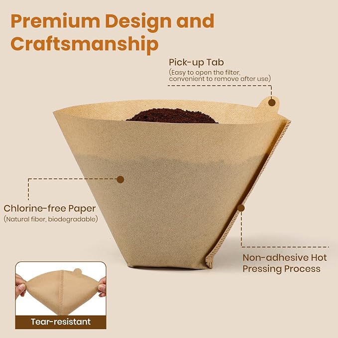 AOZITA #4 Cone Coffee Filters 8-12 Cup, No Blowout, Disposable Coffee Filter - Image 4