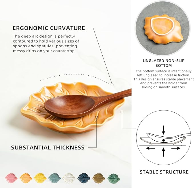 Ceramic Leaf Spoon Rest, Spoon Holder - Image 4