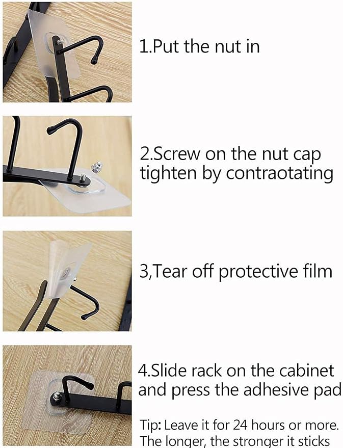AliCH 2pcs Mug Hooks Under Cabinet Mug Holder Rack, Nail Free Adhesive Coffee - Image 5