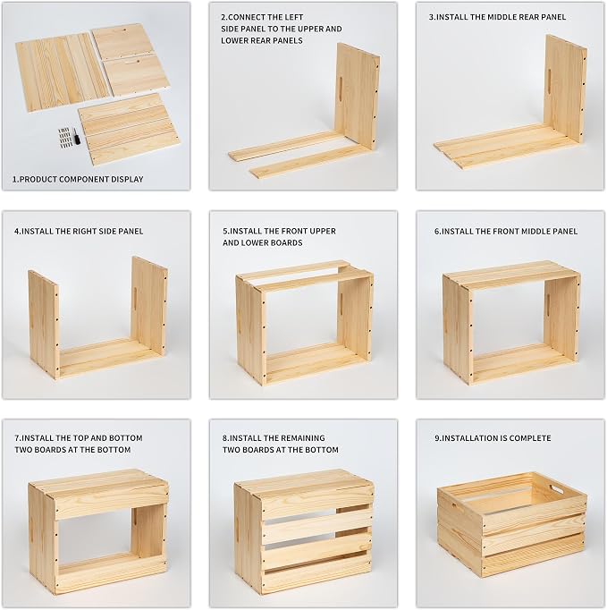 Extra Large Pine Wood Crates For Storage, Vinyl Records Storage Crates - Image 8
