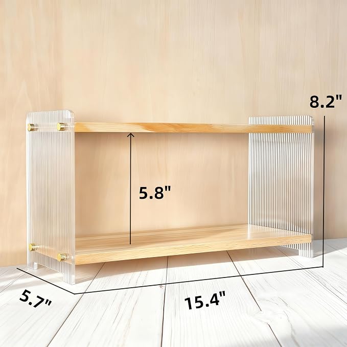 Coffee Station Organizer 2 Tier, Solid Wood Mug Shelffor Coffee Bar, Matcha - Image 2