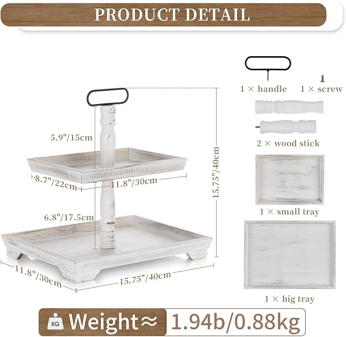 Hanobe 2 Tiered Decorative Tray Stand - Image 5