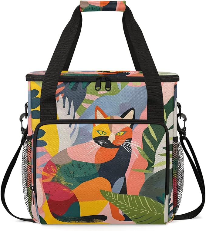 Cat Tropical Palm Leaves Coffee Maker Carring Bag, Large Insulated Storage by Home