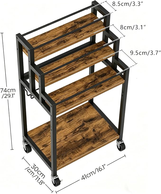 YATINEY Bar Cart, 3 Tier Home Bar Serving Cart - Image 3