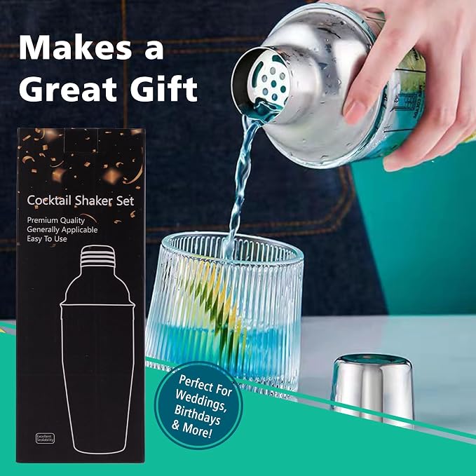 14oz Glass Cocktail Shaker Set, Martini Mixer Shaker - Image 8