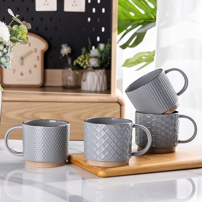 GBhome 12OZ Stackable Coffee Mugs, Ceramic Coffee Mugs by GBhome