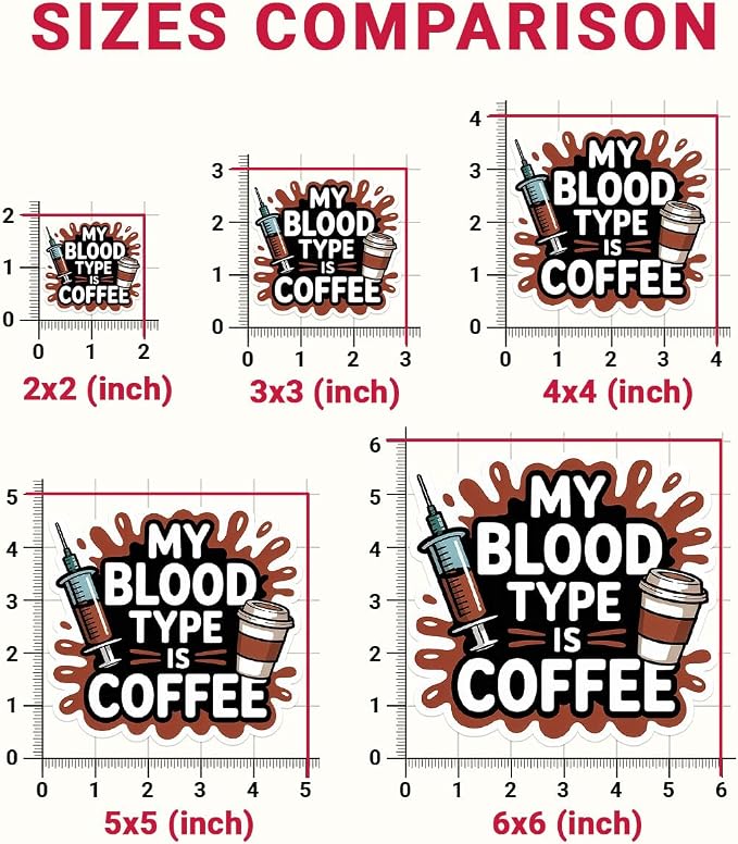 3pcs-3in My Blood Type is Coffee Sticker, Funny Caffeine Lover Sticker - Image 8