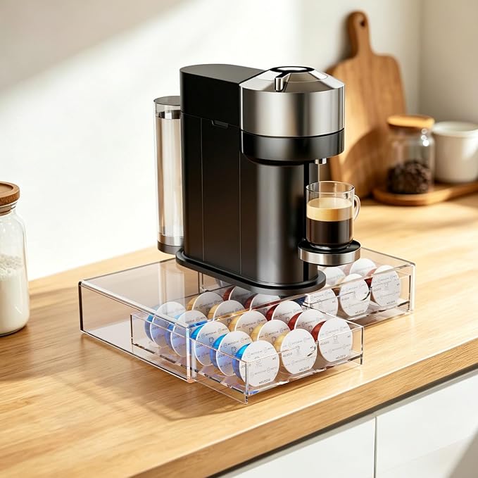 Compact Clear Acrylic Coffee Pods Drawer Organizer Compatible - Image 2