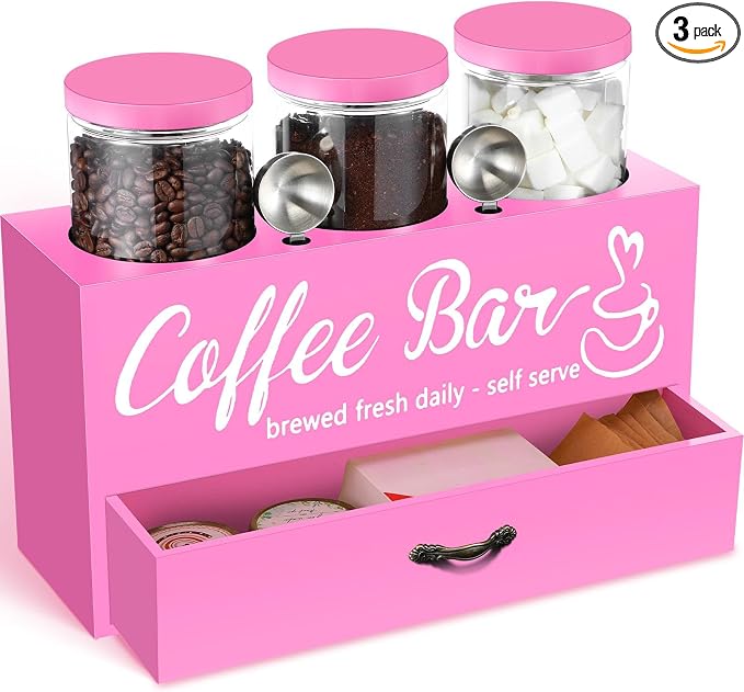 3 Pcs Coffee Bar Containers Set Include Coffee Sugar Container by Skybooly
