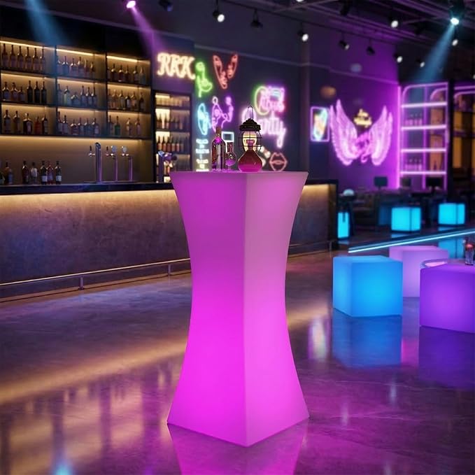 CECER 18" LED Cocktail Table, Rechargeable Light Up Furniture - Image 9