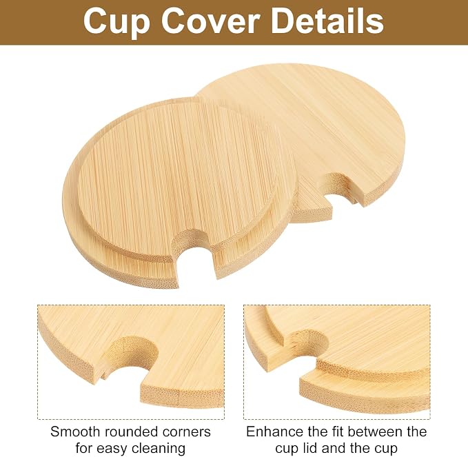 uxcell 4Pcs Bamboo Cup Lid - Image 3