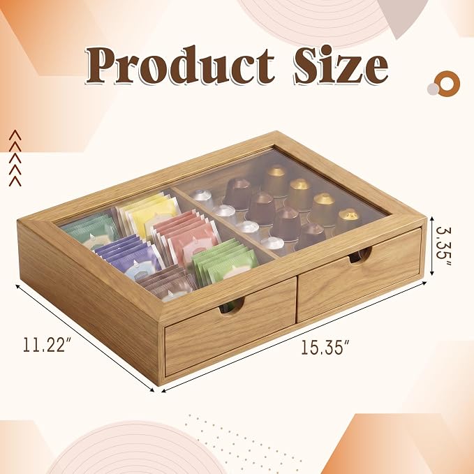Natural Wooden Tea Bag Organizer - Image 3