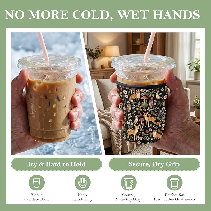 3 Pack Reusable Insulated Neoprene Iced Coffee Cup Sleeve, Durable Drink Sleeve - Image 9