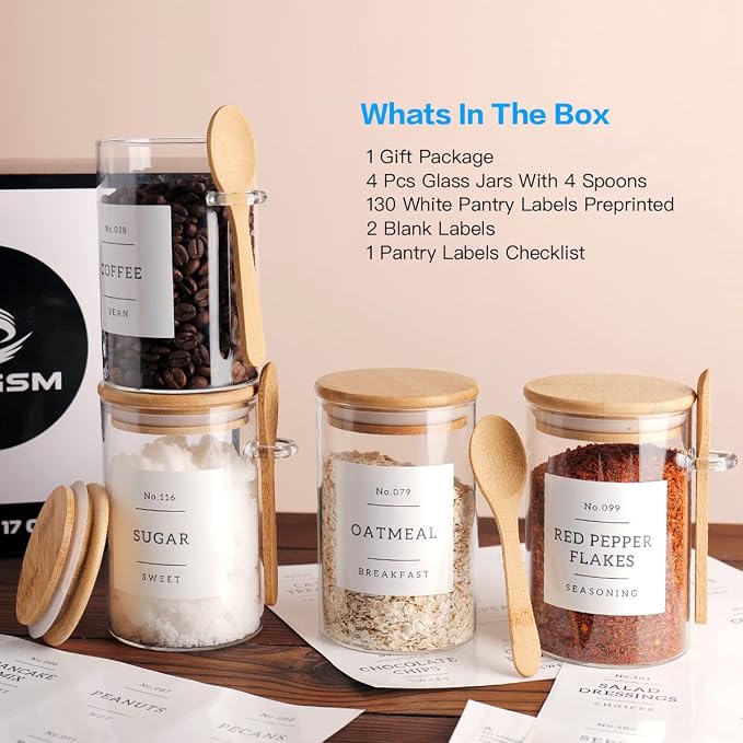 CZZGSM Glass Jar with Bamboo Lid and Spoon - Image 2